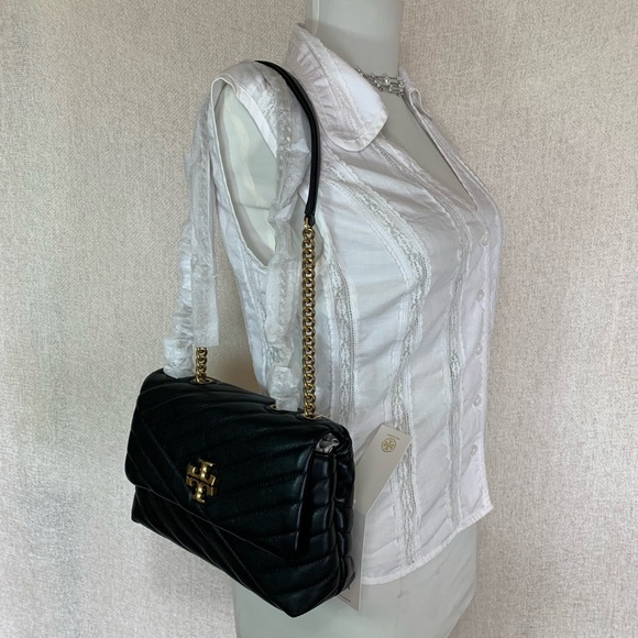 NEW Tory Burch Kira Chevron Black Small Convertible Shoulder Bag/Crossbody Bag - Picture 15 of 16